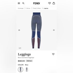 Fendi blue seamless leggings size s